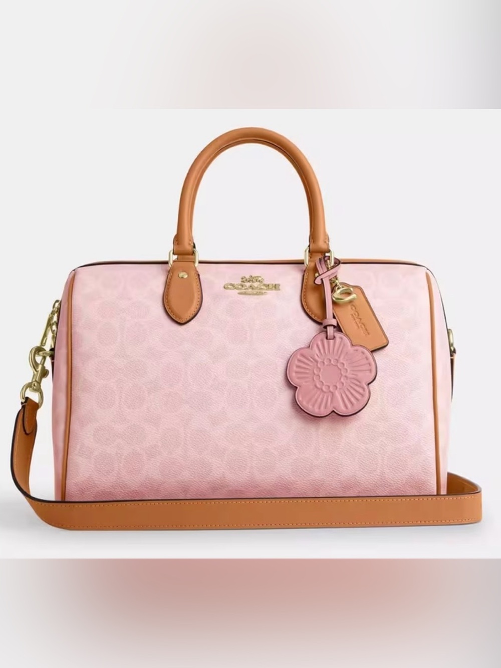๐ธ NWT Coach Rowan Large Satchel in Signature Canvas โ Powder Pink (CEA19) ๐ธ